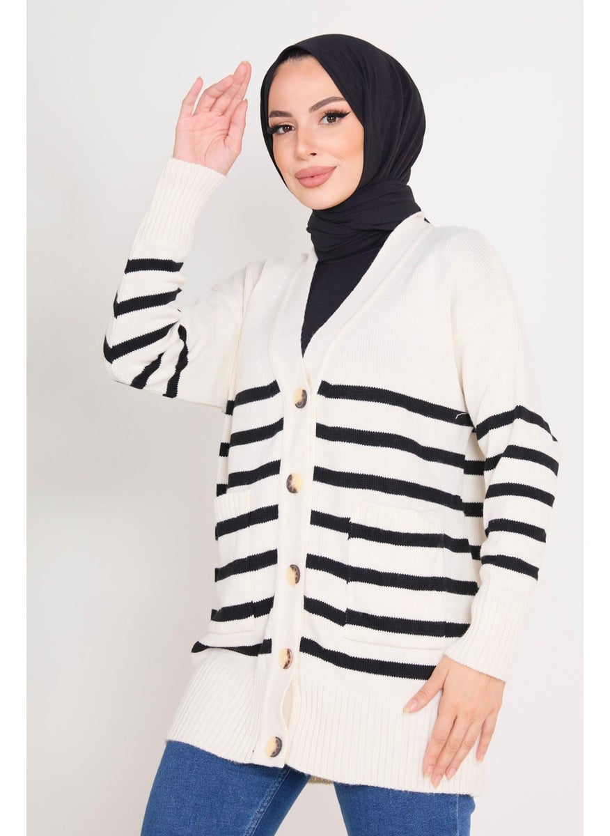 23376-WHITE Knitwear Cardigan