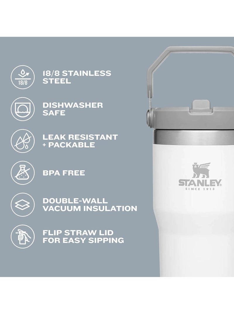 Stanley IceFlow Stainless Steel Tumbler - Vacuum Insulated Water Bottle for Home, Office or Car Reusable Cup with Straw Leak Resistant Flip Cold  30oz (Cream)