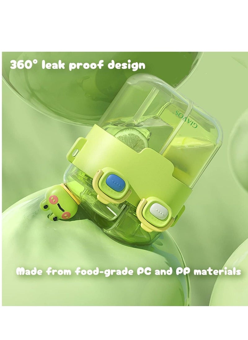 Kids Water Bottle with Straw, Cute Aesthetic Large Capacity Two-Layer Cup,  Two Drink Kids Water Bottle, Leak-Proof BPA-Free Cups for Toddlers Children, for School, Sports, Daycare, Camp