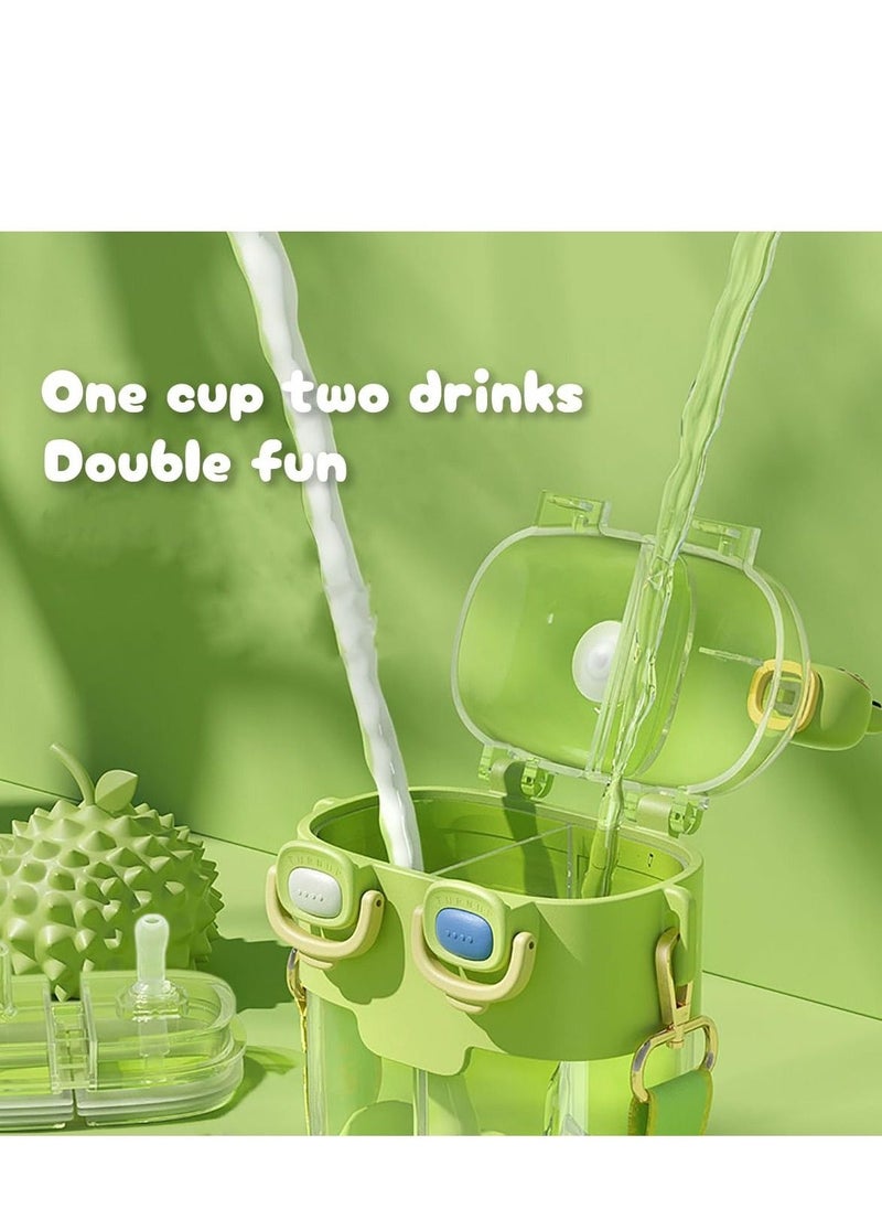 Kids Water Bottle with Straw, Cute Aesthetic Large Capacity Two-Layer Cup,  Two Drink Kids Water Bottle, Leak-Proof BPA-Free Cups for Toddlers Children, for School, Sports, Daycare, Camp