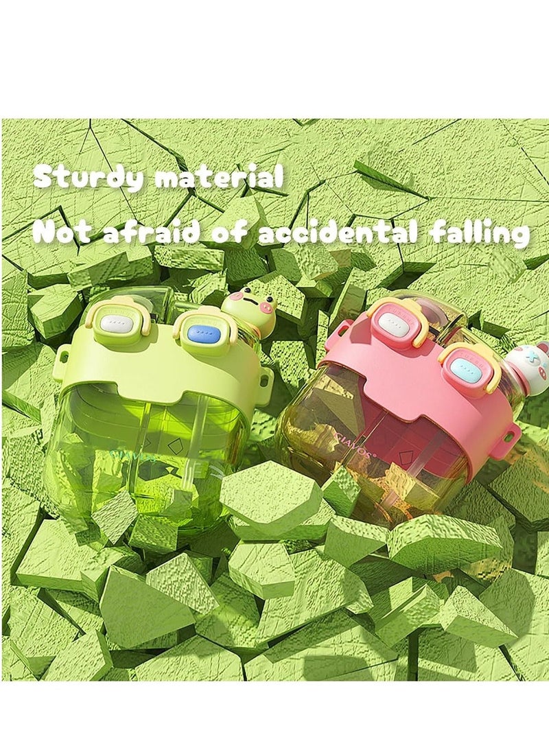 Kids Water Bottle with Straw, Cute Aesthetic Large Capacity Two-Layer Cup,  Two Drink Kids Water Bottle, Leak-Proof BPA-Free Cups for Toddlers Children, for School, Sports, Daycare, Camp