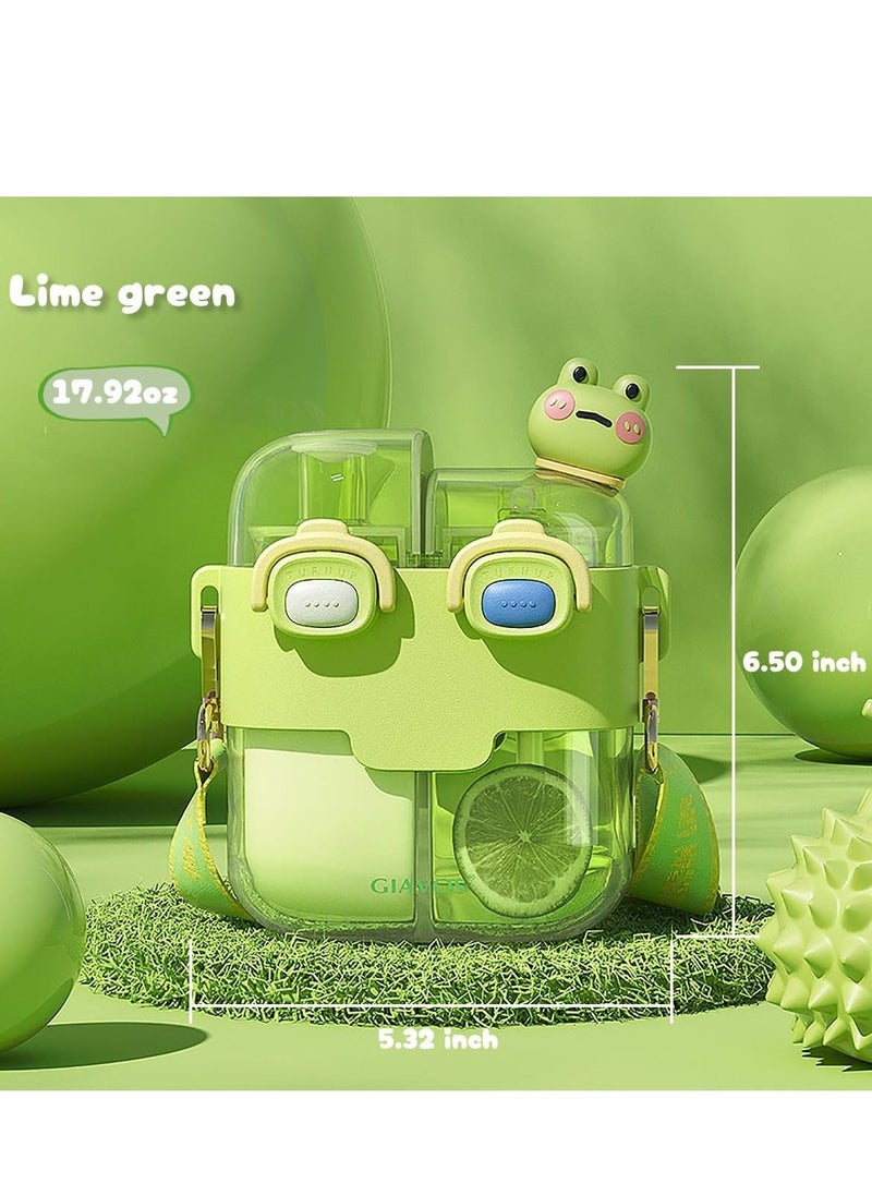 Kids Water Bottle with Straw, Cute Aesthetic Large Capacity Two-Layer Cup,  Two Drink Kids Water Bottle, Leak-Proof BPA-Free Cups for Toddlers Children, for School, Sports, Daycare, Camp
