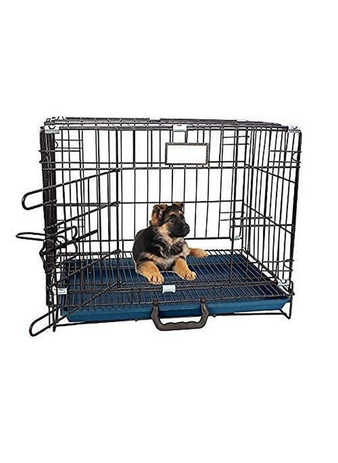 Dog Cage - Powder Coated, Single Door Folding Metal Cage/Crate/Kennel With Removable Tray And Paw Protector For Dogs, Cats And Rabbits - 18 Inch - Black Antic Silver Color