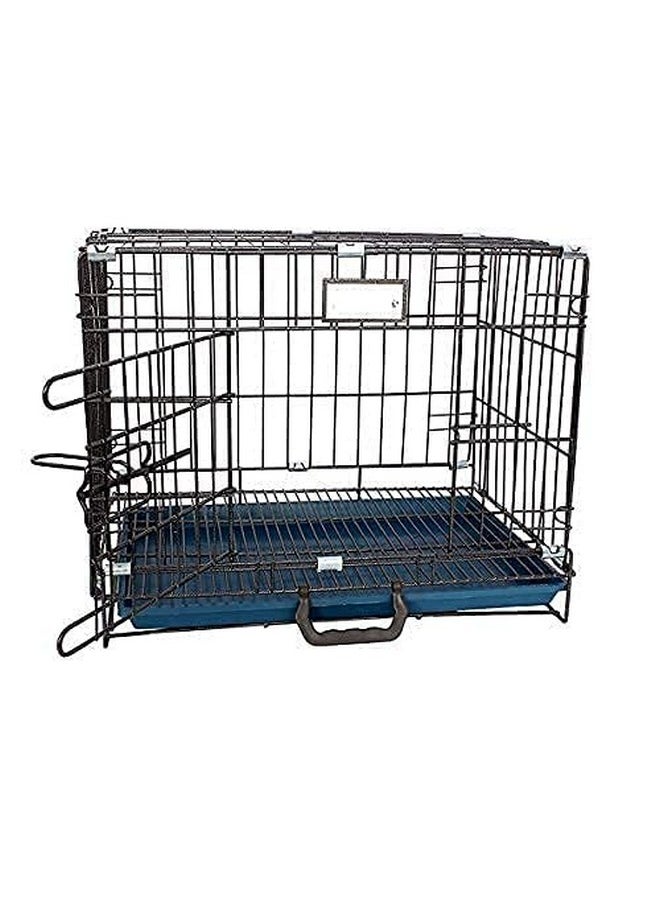 Dog Cage - Powder Coated, Single Door Folding Metal Cage/Crate/Kennel With Removable Tray And Paw Protector For Dogs, Cats And Rabbits - 18 Inch - Black Antic Silver Color