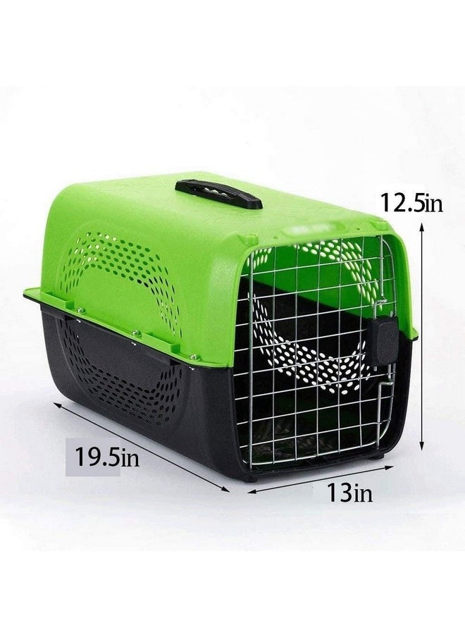 Pet Travel Carrier Dog Cat Rabbit Basket Plastic Handle Hinged Door Folding Collapsible Transport Box Crate Cage Size 19.5 X 13 X 12.5 Inch For Puppy Cats - Color As Per Available (Pack Of 1)