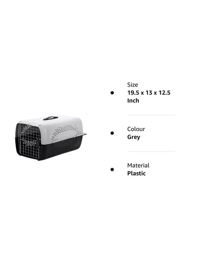 Pet Travel Carrier Dog Cat Rabbit Basket Plastic Handle Hinged Door Folding Collapsible Transport Box Crate Cage Size 19.5 X 13 X 12.5 Inch For Puppy Cats - Color As Per Available (Pack Of 1)