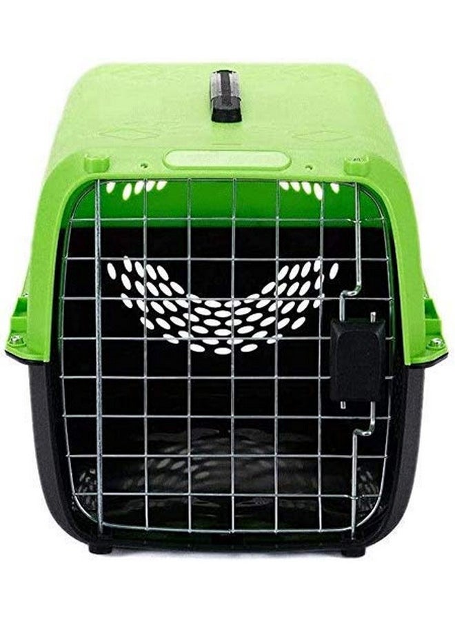 Pet Travel Carrier Dog Cat Rabbit Basket Plastic Handle Hinged Door Folding Collapsible Transport Box Crate Cage Size 19.5 X 13 X 12.5 Inch For Puppy Cats - Color As Per Available (Pack Of 1)