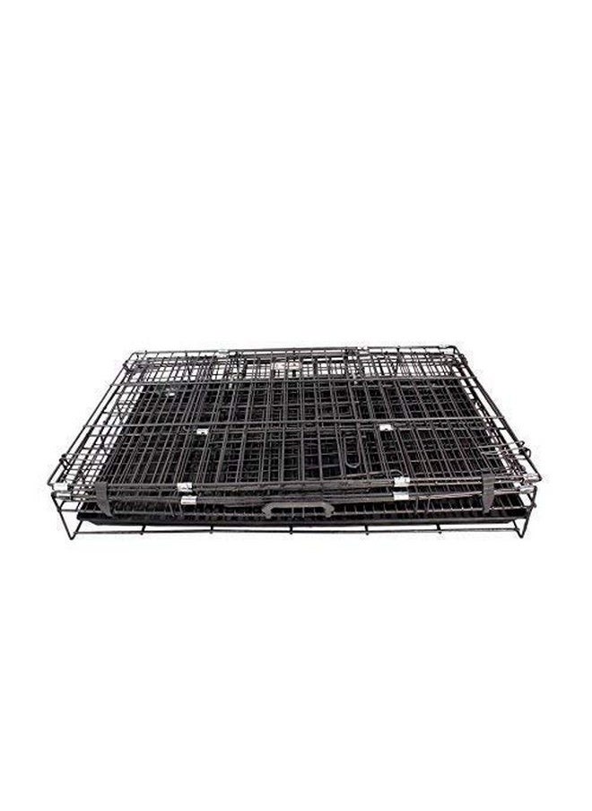 Dog Cage - Powder Coated, Double Door Folding Metal Cage/Crate/Kennel With Removable Tray And Paw Protector For Dogs, Cats And Rabbits (Silver Black Color, 18 Inch)