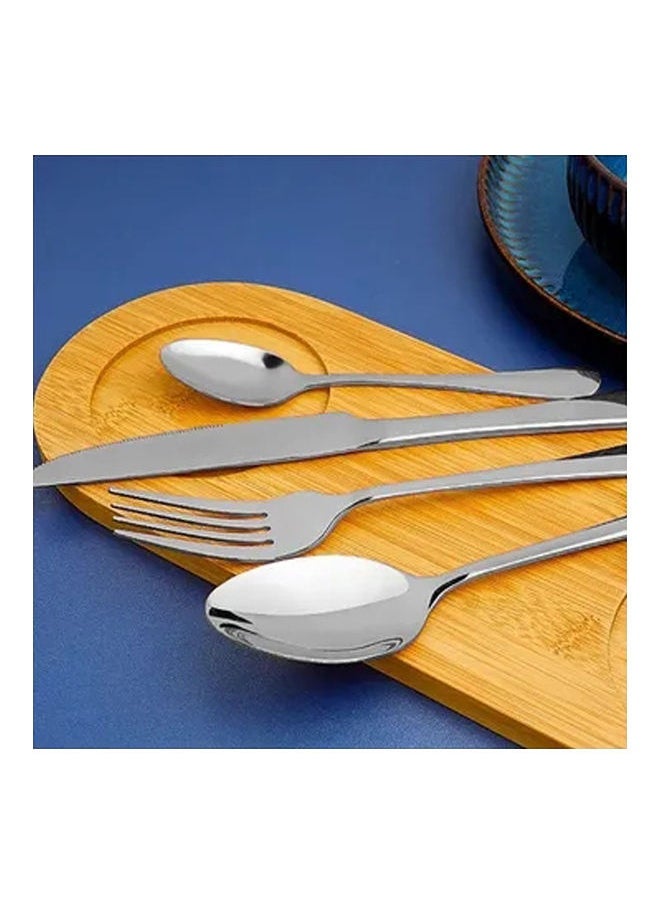 24-Piece Cutlery Set With Storage Holder Silver