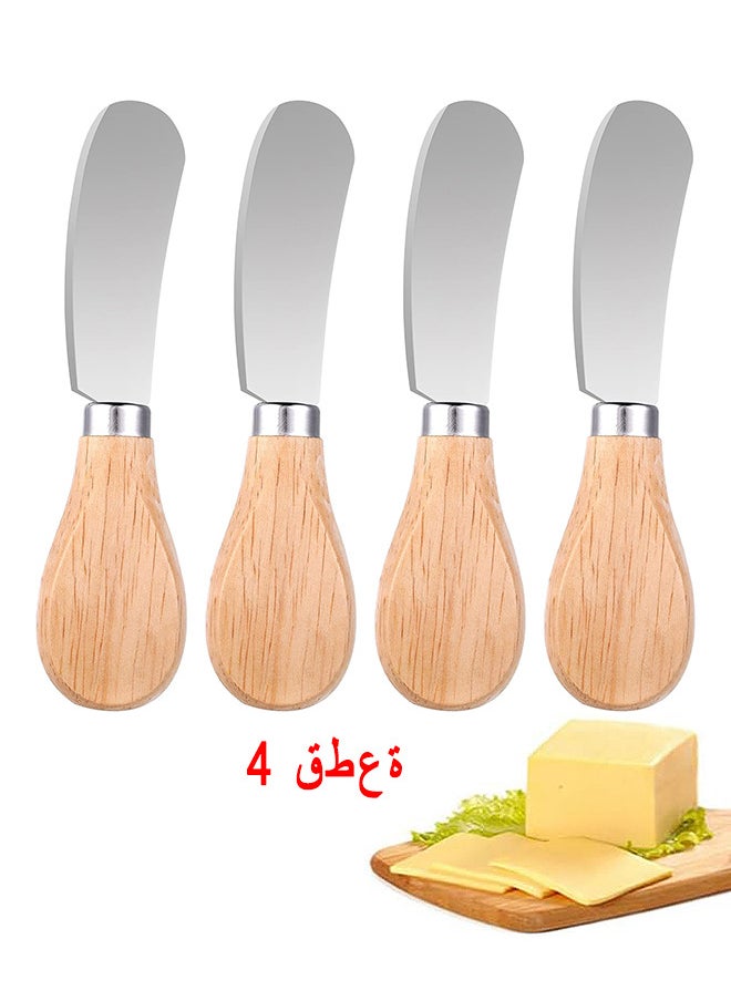 4 PCS Cheese Spreaders With Bamboo Handle, 5 Inch Stainless Steel Butter Spreader, Deluxe Sandwich Cream Cheese Condiment Knives