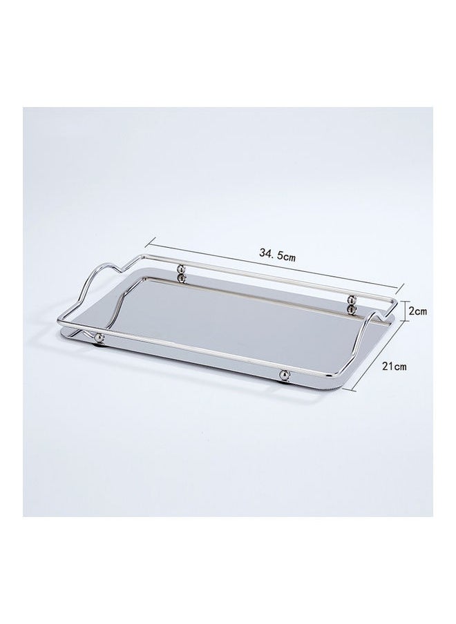 Stainless Steel Rectangle Dim Sum Tray Silver 34.5 x 21cm