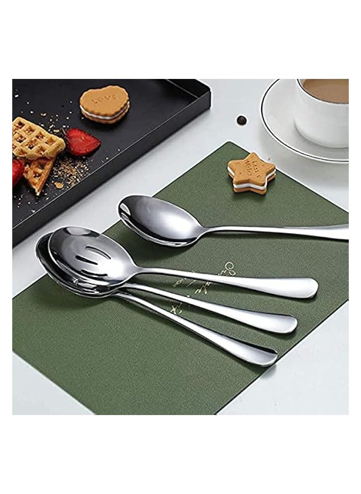 Restaurant Catering Serving Utensils, Stainless Steel Party Buffet Catering Dinner Banquet Serving Spoon, Include 2 Serving Spoon and 2 Slotted Spoons, Serving Utensils