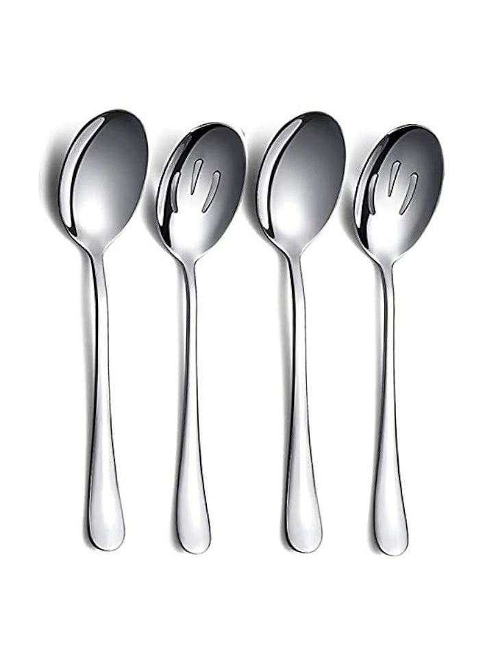 Restaurant Catering Serving Utensils, Stainless Steel Party Buffet Catering Dinner Banquet Serving Spoon, Include 2 Serving Spoon and 2 Slotted Spoons, Serving Utensils