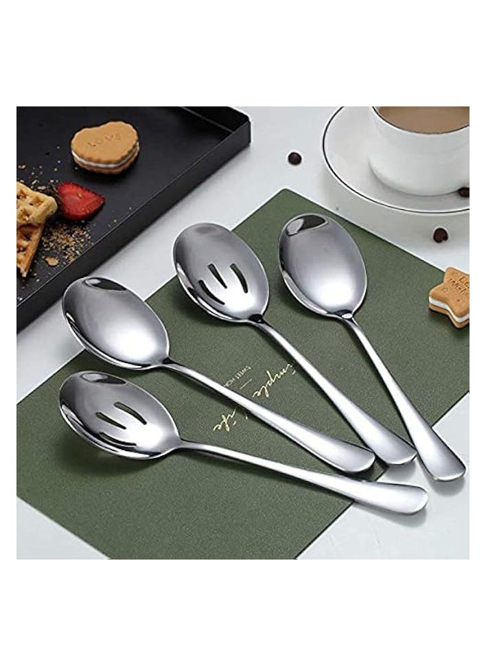 Restaurant Catering Serving Utensils, Stainless Steel Party Buffet Catering Dinner Banquet Serving Spoon, Include 2 Serving Spoon and 2 Slotted Spoons, Serving Utensils