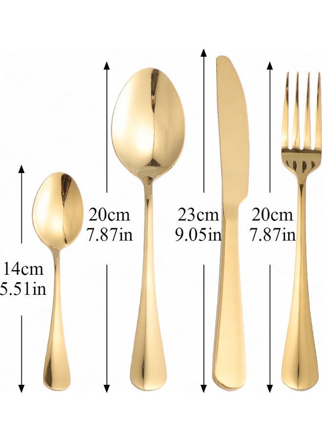 24-Piece Stainless Steel Cutlery Set Gold/White