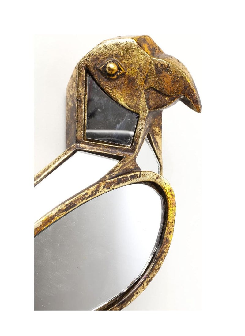 Wall Decoration Mirror Parrot - Square Resin Frame, 43x15 cm, Unique Home Mirror for Living Room