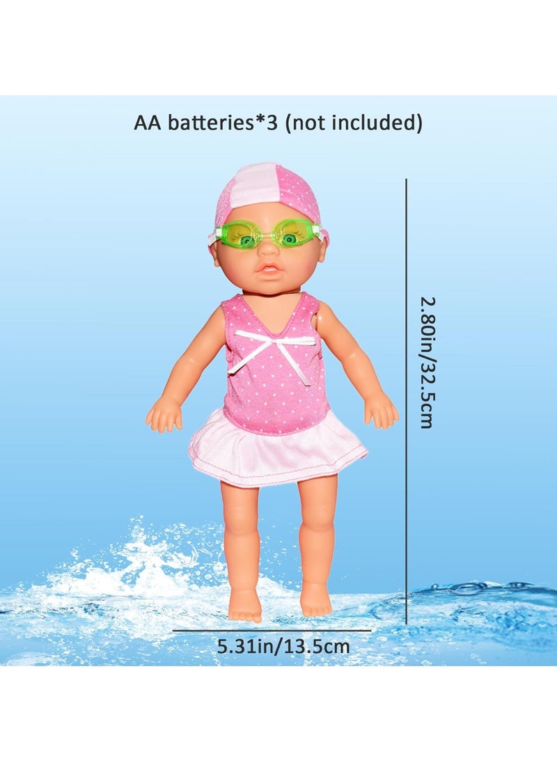 Swimming Doll Battery Powered Cute Swimming Doll with Movable Joints and Removable Set Realistic Waterproof Baby Doll for Pool Bathtub Girls Swimming Doll