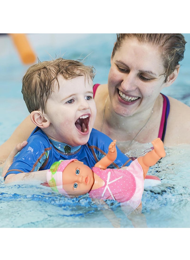 Swimming Doll Battery Powered Cute Swimming Doll with Movable Joints and Removable Set Realistic Waterproof Baby Doll for Pool Bathtub Girls Swimming Doll