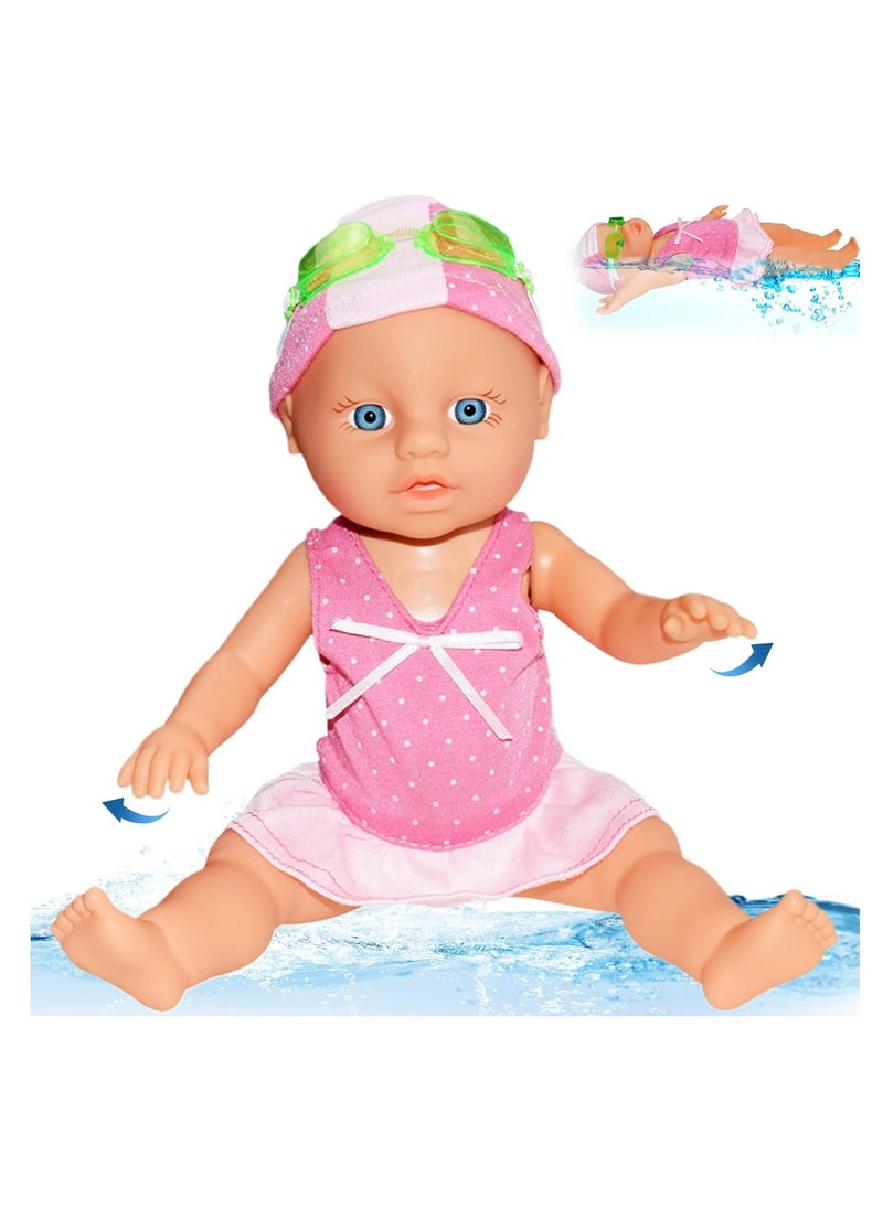 Swimming Doll Battery Powered Cute Swimming Doll with Movable Joints and Removable Set Realistic Waterproof Baby Doll for Pool Bathtub Girls Swimming Doll