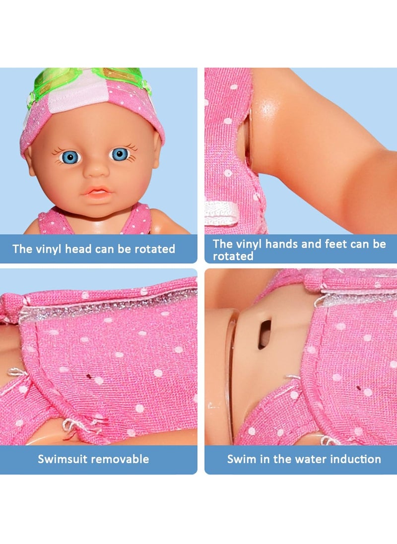 Swimming Doll Battery Powered Cute Swimming Doll with Movable Joints and Removable Set Realistic Waterproof Baby Doll for Pool Bathtub Girls Swimming Doll