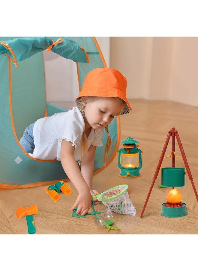 Kids Camping Set With Tent - Toddler Toys For Boys With Campfire, Camping Toys For Kids Indoor Outdoor Pretend Play, Gift Idea For Boys Age 3,4,5,6 Year Old Birthday Christmas (Green)