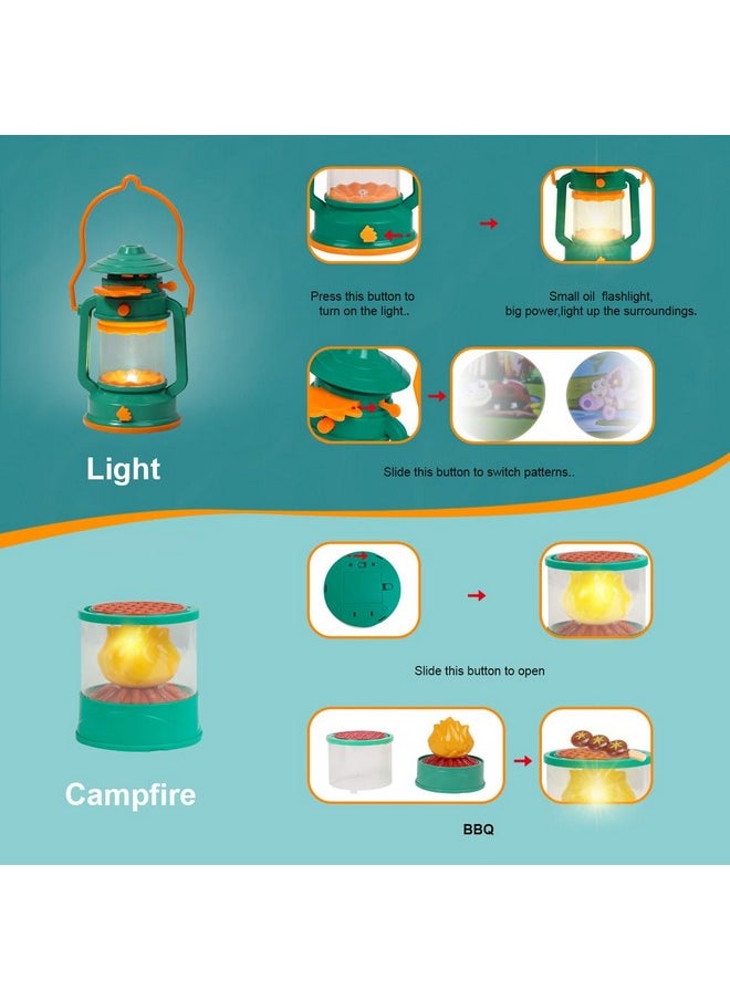 Kids Camping Set With Tent - Toddler Toys For Boys With Campfire, Camping Toys For Kids Indoor Outdoor Pretend Play, Gift Idea For Boys Age 3,4,5,6 Year Old Birthday Christmas (Green)