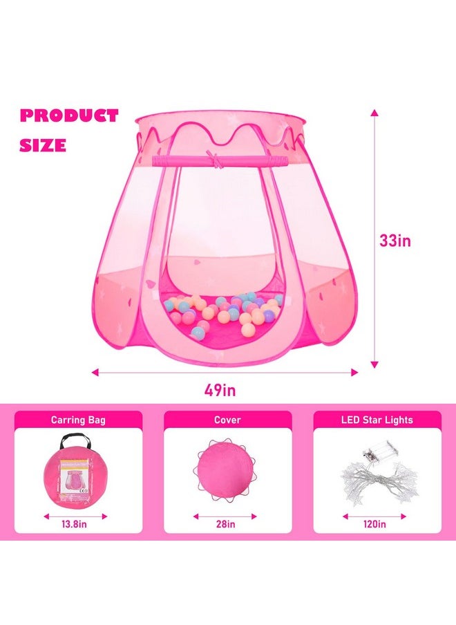 Pop Up Princess Tent With 50 Balls,Ball Pit With Star Lights For 1 2 3 Year Old Girl Birthday Gift,Princess Toys For Toddlers With Carrying Bag,Play Tent For Kids Indoor|Outdoor