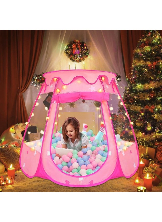 Pop Up Princess Tent With 50 Balls,Ball Pit With Star Lights For 1 2 3 Year Old Girl Birthday Gift,Princess Toys For Toddlers With Carrying Bag,Play Tent For Kids Indoor|Outdoor