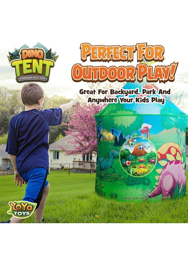 Dinosaur Play Tent For Toddler Boys & Girls | Foldable Dino Indoor Outdoor Playhouse Fort With Games & Carrying Bag | Adorable Kids Tent Playset Makes A Great Gift Idea