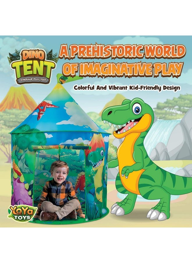 Dinosaur Play Tent For Toddler Boys & Girls | Foldable Dino Indoor Outdoor Playhouse Fort With Games & Carrying Bag | Adorable Kids Tent Playset Makes A Great Gift Idea