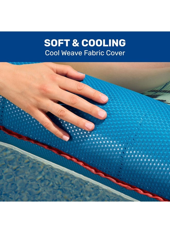 Aqua Comfort Pool Float Lounge - Inflatable Pool Floats For Adults With Headrest And Footrest - Blue/Orange Surfer Sunset
