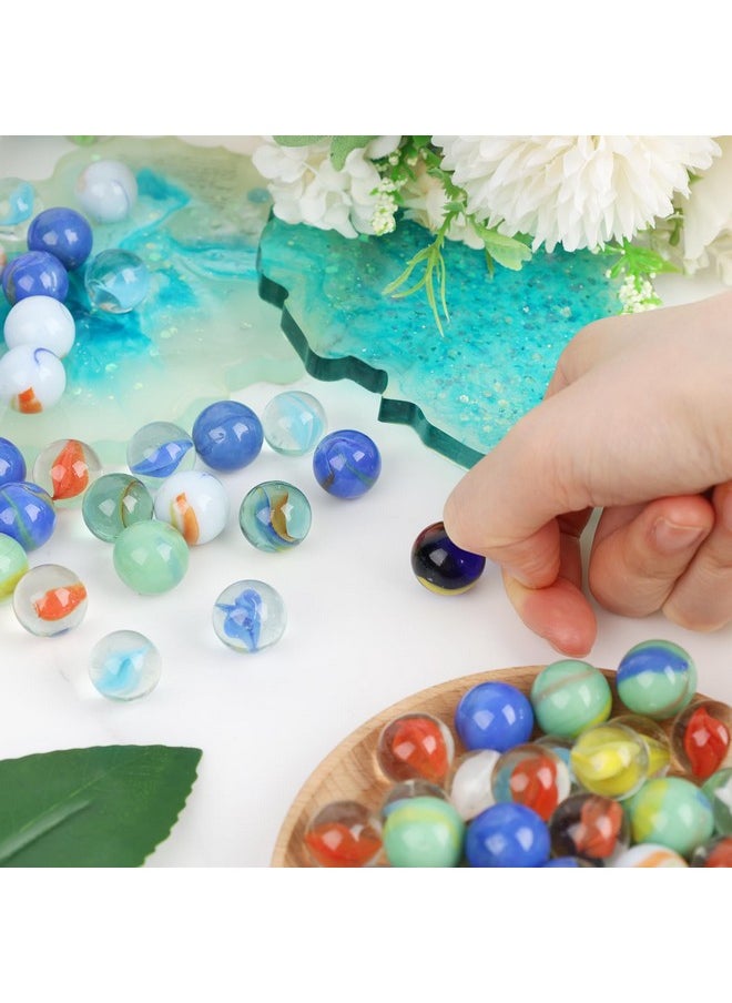 110Pcs Glass Marbles, 5/8Inch Marbles Bulk Assorted Styles Fun Retro Toys Stuffers Set For Kids Marble Games Diy Home Decoration