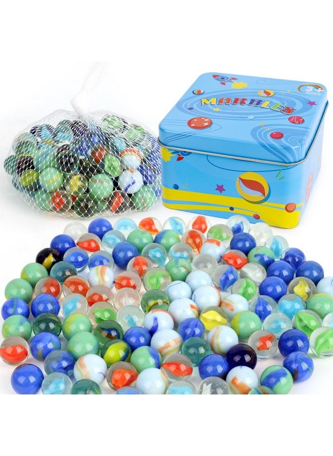 110Pcs Glass Marbles, 5/8Inch Marbles Bulk Assorted Styles Fun Retro Toys Stuffers Set For Kids Marble Games Diy Home Decoration