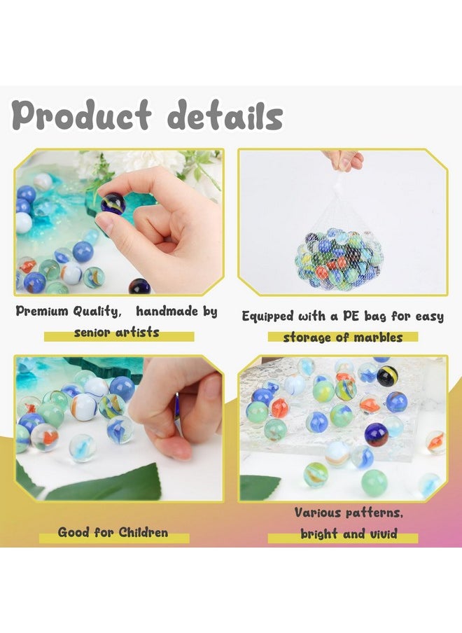 110Pcs Glass Marbles, 5/8Inch Marbles Bulk Assorted Styles Fun Retro Toys Stuffers Set For Kids Marble Games Diy Home Decoration