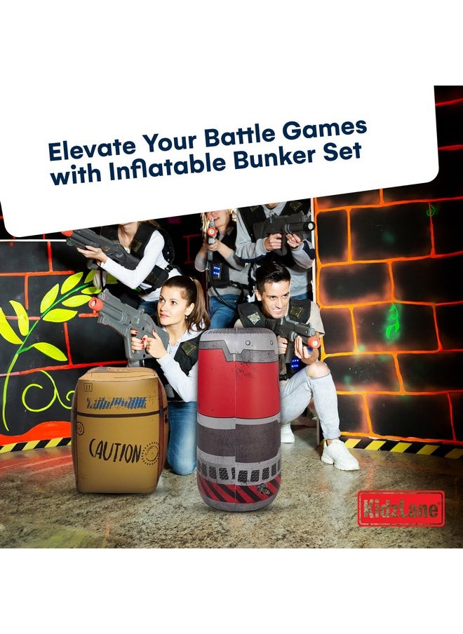 Inflatable Bunkers Set - Barrels For Laser Tags, Blast Guns & Paintball - Inflatable Paintball Battle And Outdoor War Zone Bunker Toys - Easy Set Up Army Party And Laser Tag Battle Gun Game