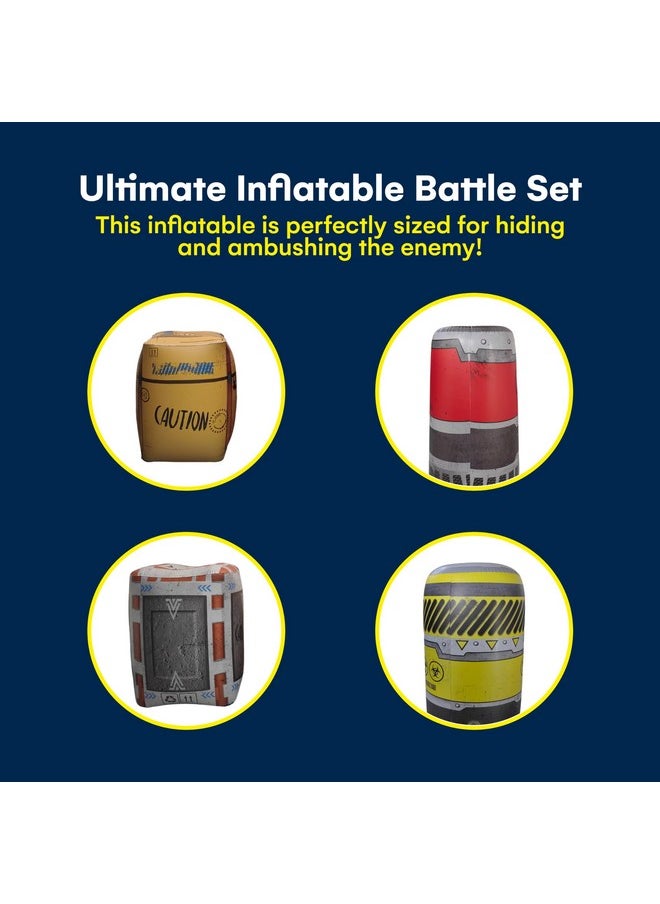 Inflatable Bunkers Set - Barrels For Laser Tags, Blast Guns & Paintball - Inflatable Paintball Battle And Outdoor War Zone Bunker Toys - Easy Set Up Army Party And Laser Tag Battle Gun Game