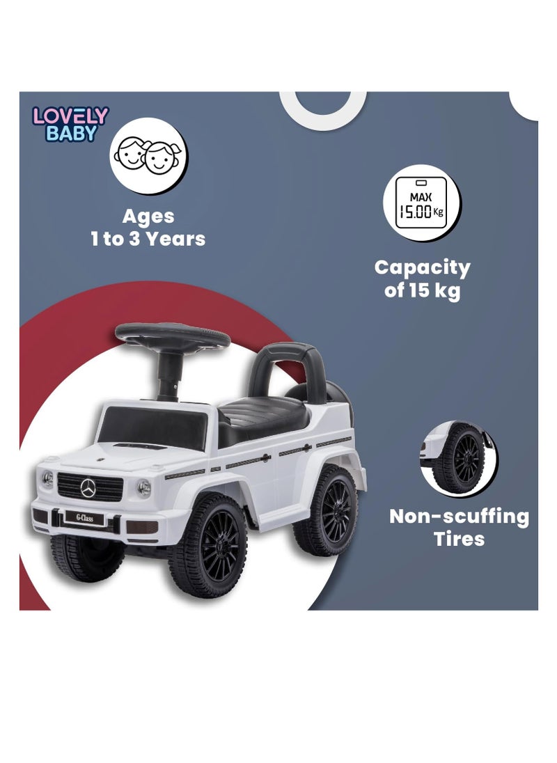 Push Car for Kids LB 652,Rideon with Storage, Anti-Roll over Stopper, Non-Scuffing Tires, Safe Vehicle, Musical Steering, Children Gift Toy for Age 1-3 Years (White)