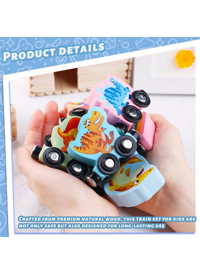 11Pcs Dinosaur Wooden Magnetic Train Set, Montessori Toys For Toddlers Toys For Preschool Learning Activities Kids Birthday Gifts