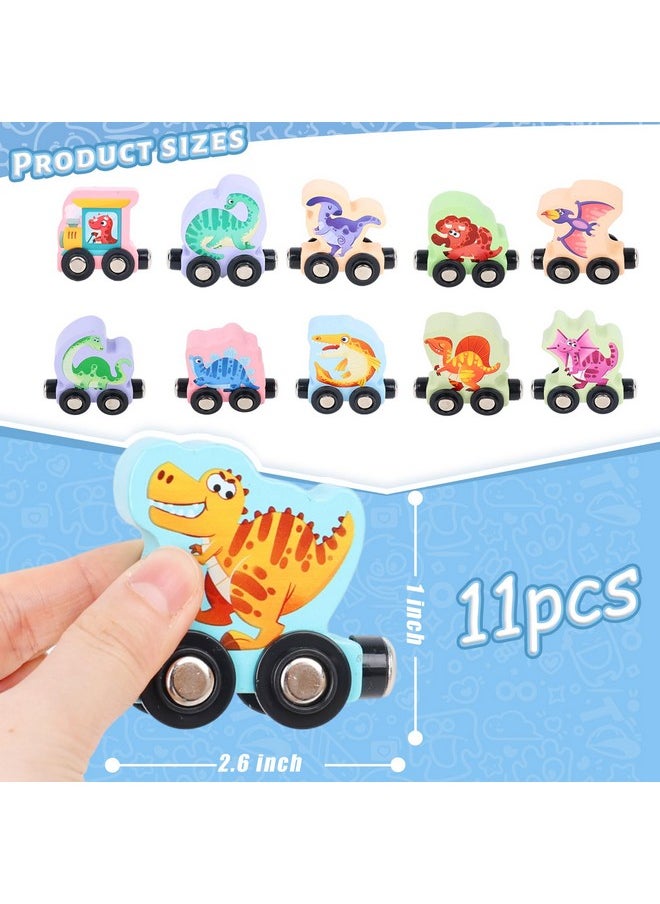 11Pcs Dinosaur Wooden Magnetic Train Set, Montessori Toys For Toddlers Toys For Preschool Learning Activities Kids Birthday Gifts