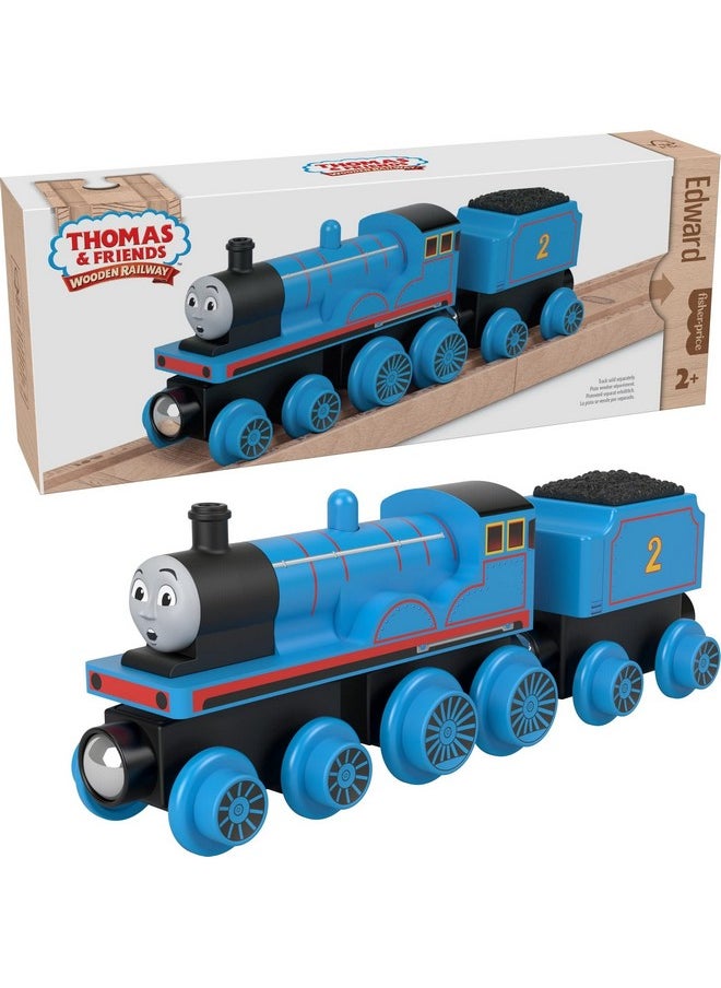 Wooden Railway Toy Train Edward Push-Along Wood Engine & Coal Car For Toddlers & Preschool Kids Ages 2+ Years (Amazon Exclusive)