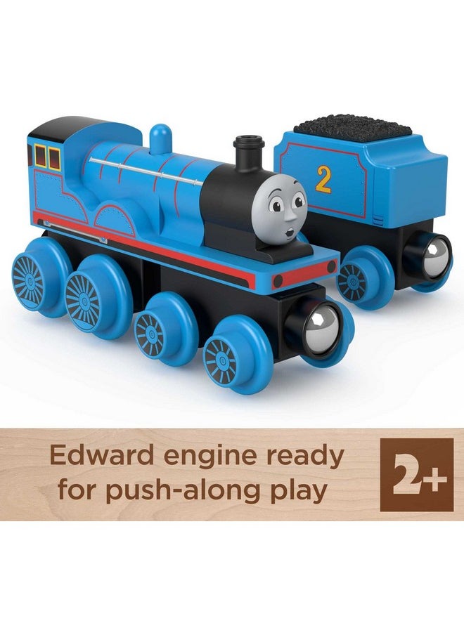 Wooden Railway Toy Train Edward Push-Along Wood Engine & Coal Car For Toddlers & Preschool Kids Ages 2+ Years (Amazon Exclusive)