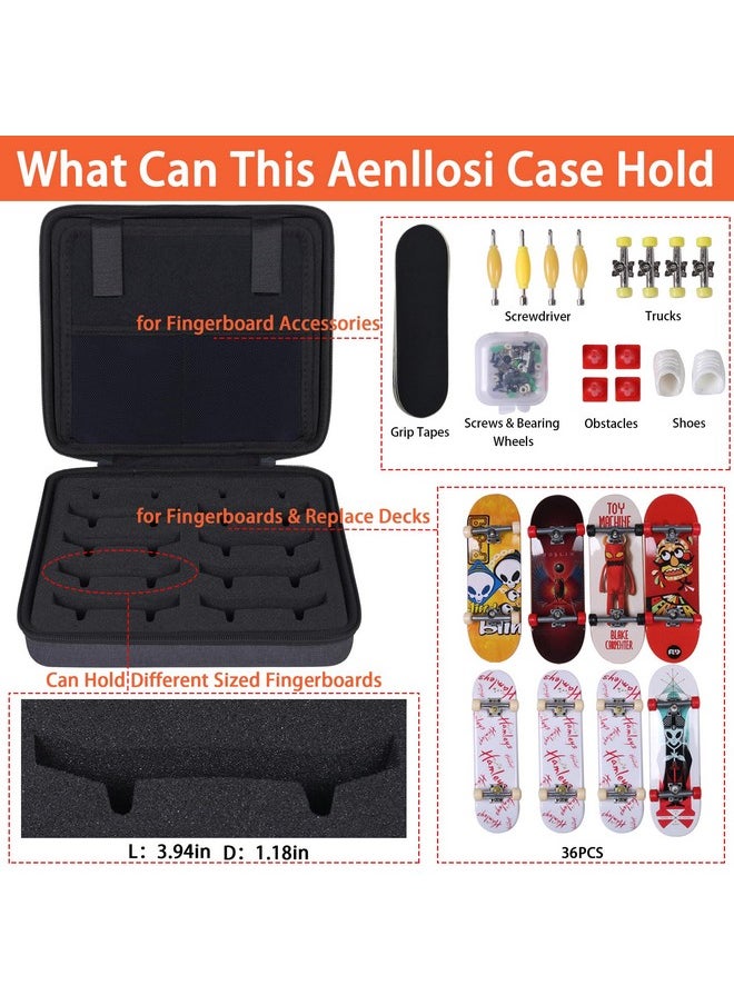 Hard Case For 36Pcs Fingerboards,Large Capacity Holder For Mini Finger Skateboards Toy,Compatible With Grip Tapes,Bearing Wheels,Trucks & Decks(Black,Case Only)