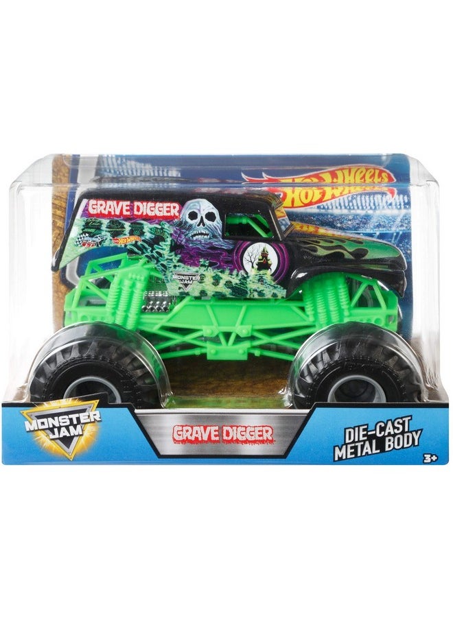 Monster Jam Grave Digger Die-Cast Vehicle, 1:24 Scale, Black And Green