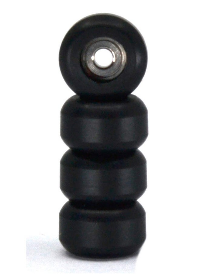 Cnc Polyurethane Fingerboard Bearing Wheels, Black - Set Of 4 Wheels - Durable Material With A Hard Durometer