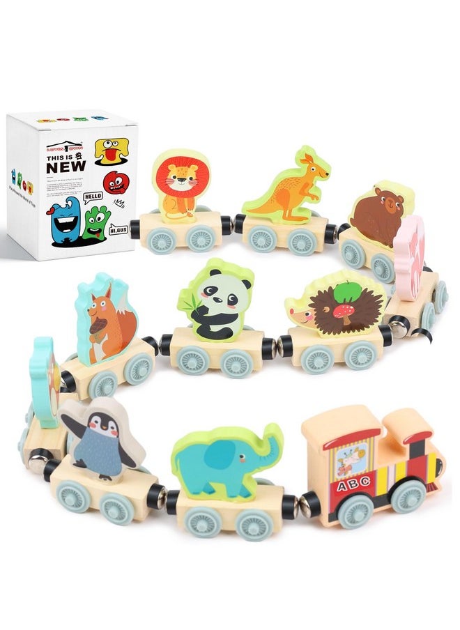 11Pcs Magnetic Wooden Animals Train Set, Montessori Toys For Toddlers Toys For Preschool Learning Activities Birthday Kids Boys Girls