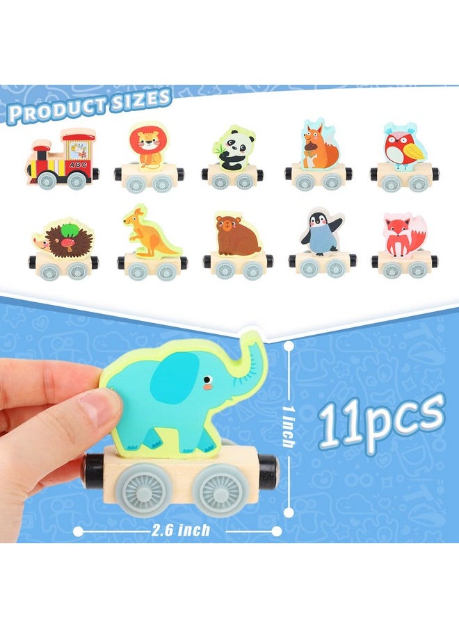 11Pcs Magnetic Wooden Animals Train Set, Montessori Toys For Toddlers Toys For Preschool Learning Activities Birthday Kids Boys Girls