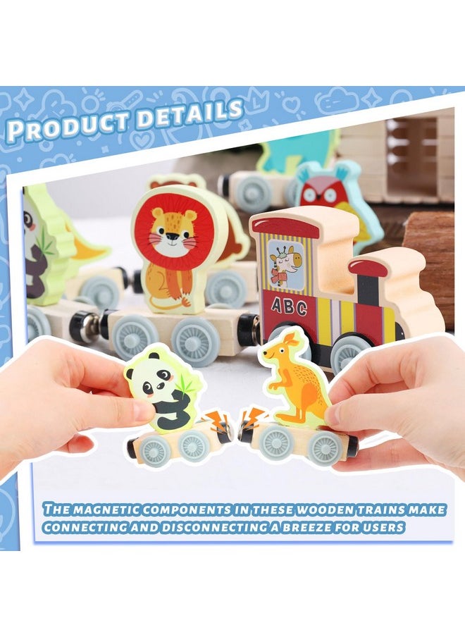 11Pcs Magnetic Wooden Animals Train Set, Montessori Toys For Toddlers Toys For Preschool Learning Activities Birthday Kids Boys Girls