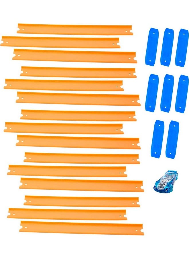 Toy Car Track Set, Straight Track Set With 37 Component Building Parts & 1:64 Scale Vehicle (Amazon Exclusive)