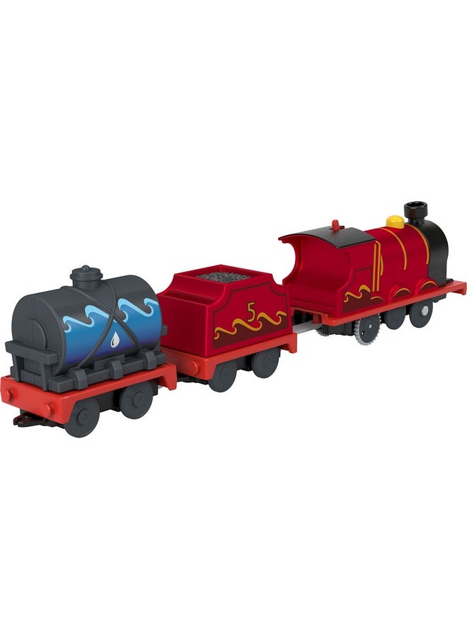 Toy Train, Splash Tank James Motorized Engine With Tender And Cargo For Preschool Railway Play Ages 3+ Years