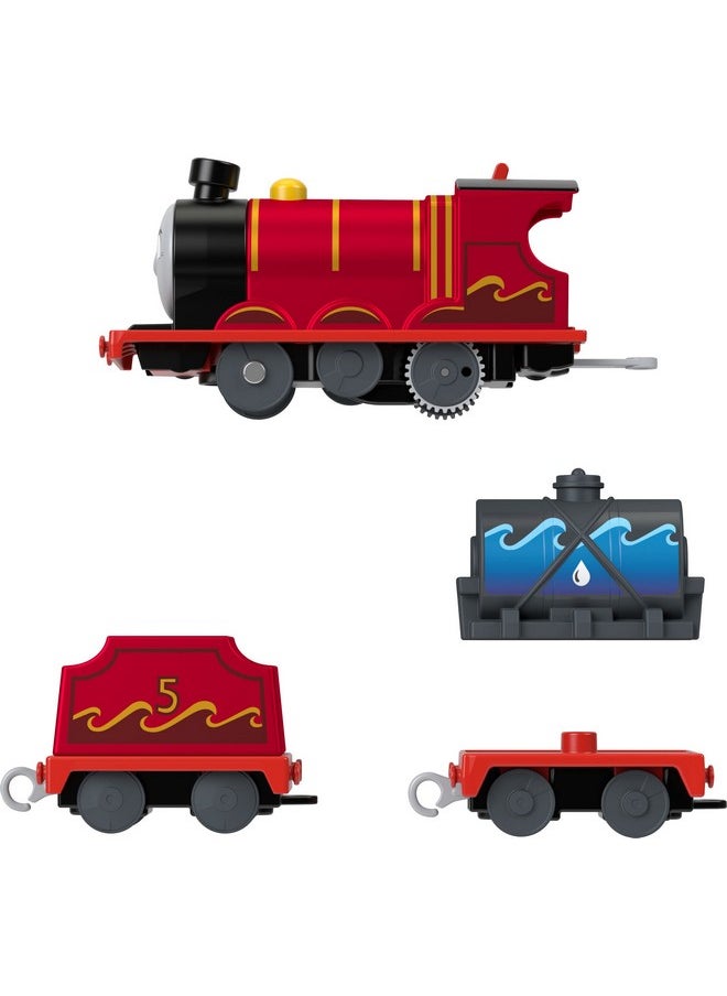 Toy Train, Splash Tank James Motorized Engine With Tender And Cargo For Preschool Railway Play Ages 3+ Years